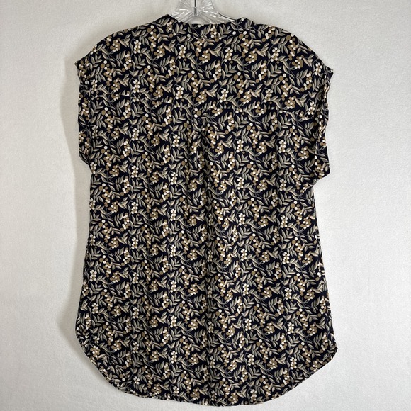 Pleione Navy Floral Blouse – Modern Feminine Core Multicolor Flower & Leaf Print - Picture 2 of 7